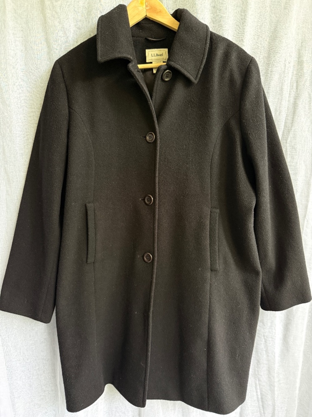 L.L.Bean Wool Pea Coat | Women’s 16P | Black Wool Blend Classic Peacoat